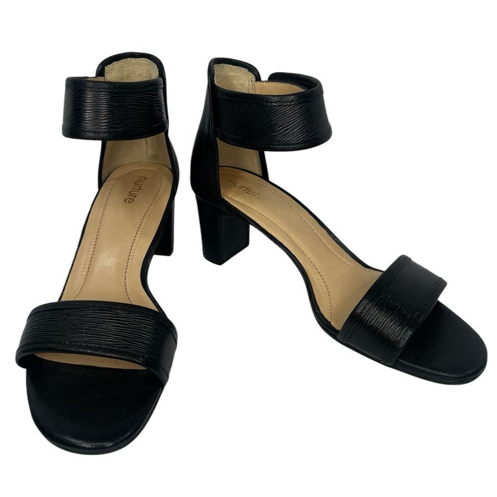 New! Nurture Leila Leather Slip On Cushioned Open Toe Women’s Heeled Sandals 8M